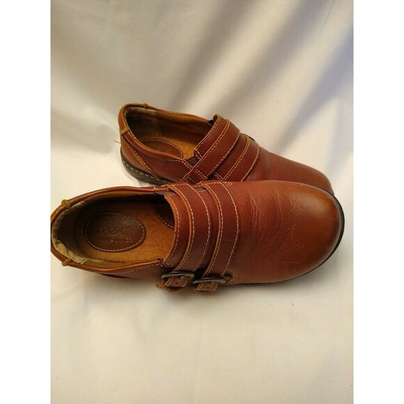 B.O.C. Women's Brown Slip-On Leather Buckle Clogs Shoes Size 6.5 M Comfort - Picture 1 of 8